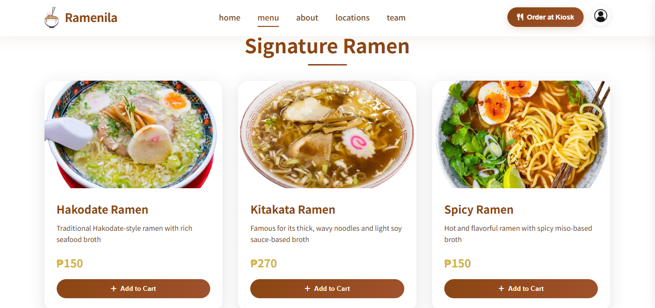 Ramenila Menu Page